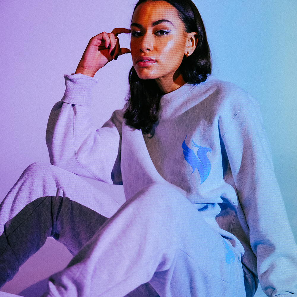 Holiday Heather Gray Crew - Model